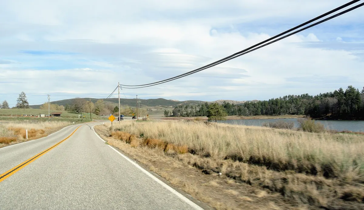 State Route 79 running past Lake Cuyamaca toward Julian